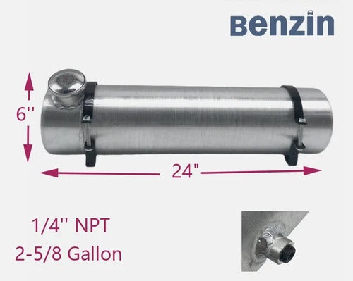 M299 JSD Aluminum Spun Fuel Tank 6x24 End Fill 2.63 Gallon 1/4'' NPT