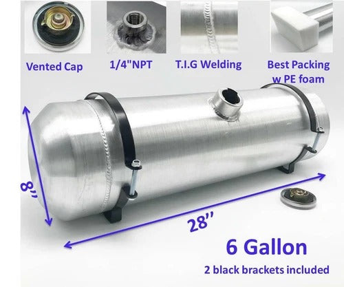 M230 JSD Aluminum Spun Fuel Tank 8x28 Center Fill 6 Gallon 1/4'' NPT