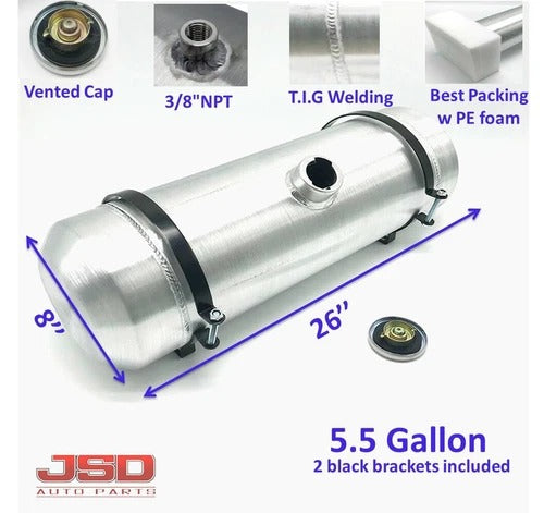 M227 JSD Aluminum Spun Fuel Tank 8x26 Center Fill 5.5 Gallon 3/8'' NPT