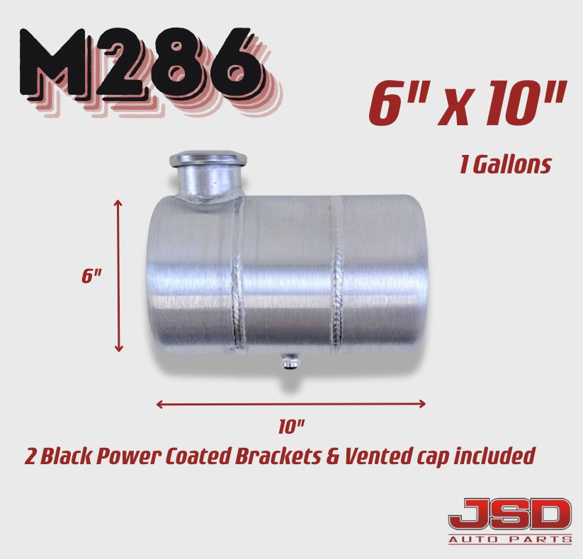 M286 JSD Aluminum Spun Fuel Tank 6x10 End Fill 1 Gallon 1/4'' NPT