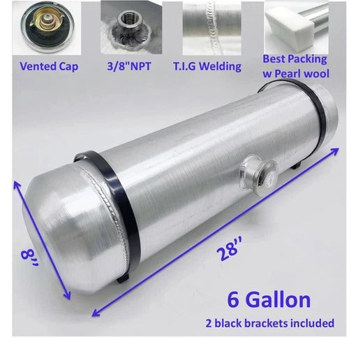 M235 JSD Aluminum Spun Fuel Tank 8x30 Center Fill 6.25 Gallon 3/8'' NPT