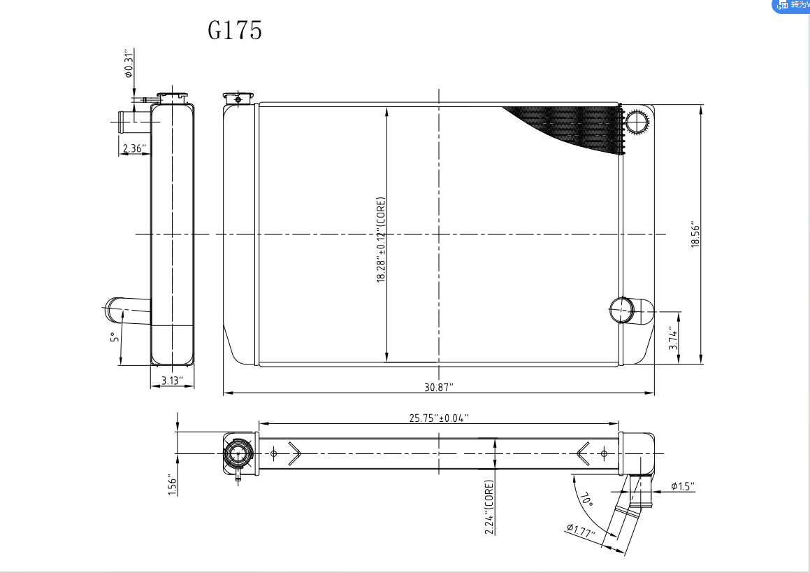 G175 Aluminum Universal Radiator Chevy 31x19 Double