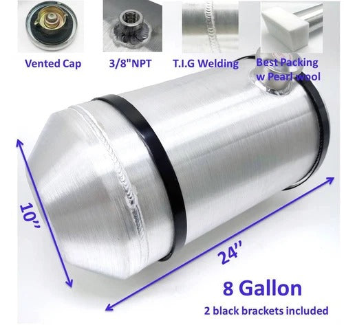 M271 JSD Aluminum Spun Fuel Tank 10x24 Center Fill 8 Gallon 3/8'' NPT