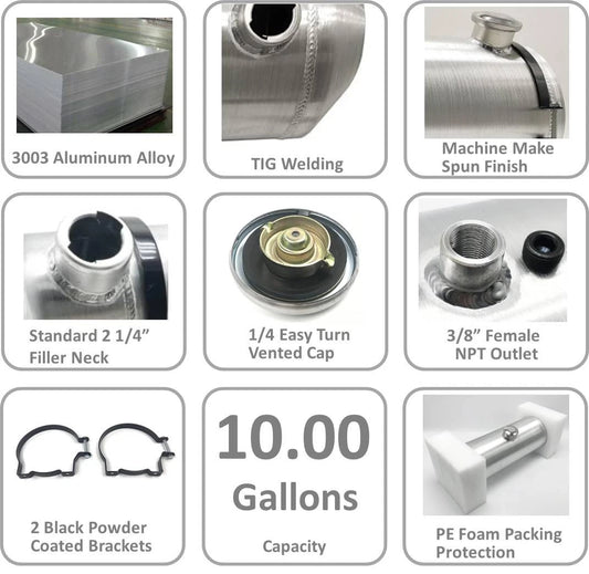 M279 JSD Aluminum Spun Fuel Tank 10x30 Center Fill 10.00 Gallon 3/8'' NPT