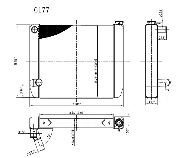 G177 Aluminum Universal Radiator Ford 24x19 Double