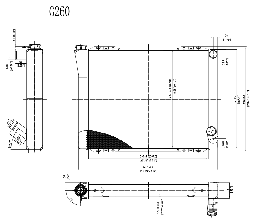 G260 Aluminum Universal Radiator Chevy 26x19x3 Double