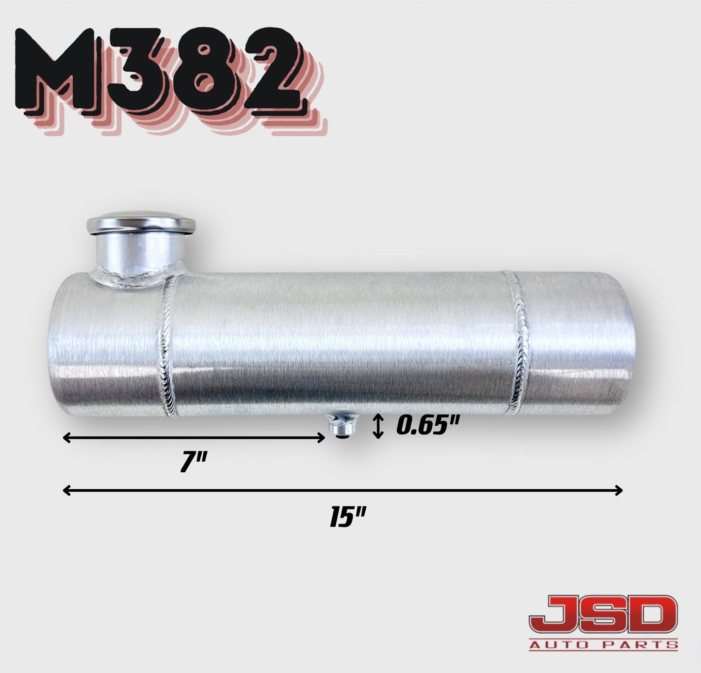 M382 JSD Aluminum Spun Fuel Tank 4x15 End Fill .72 Gallon 1/8'' NPT