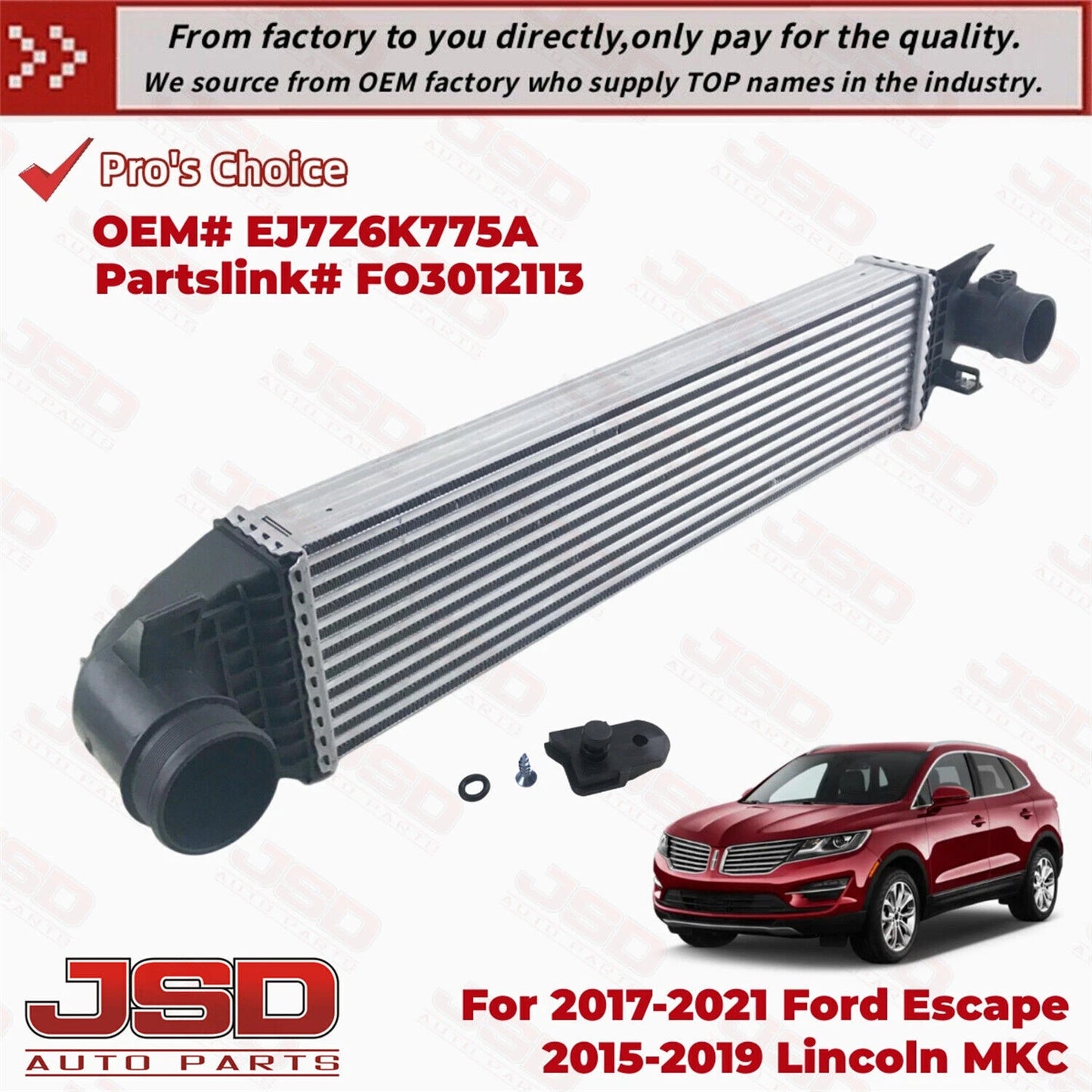 E711 Intercooler Turbo Air Charge Cooler for 2017–2021 Ford Escape & 2015–2019 Lincoln MKC 2.0L 2.3L | EJ7Z6K775A