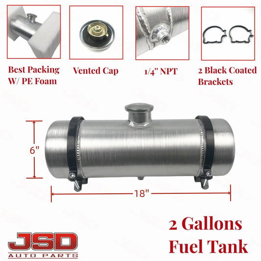 M322 JSD Aluminum Spun Fuel Tank 6x18 center Fill 2. Gallon 1/4'' NPT