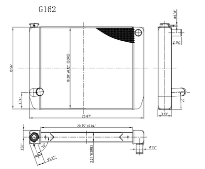 G162 Aluminum Universal Radiator Ford 26x19 Single