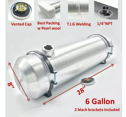 M228 JSD Aluminum Spun Fuel Tank 8x28 center Fill 6 Gallon 1/4'' NPT