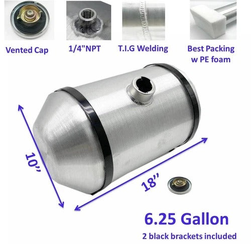 M195 JSD Aluminum Spun Fuel Tank 10x18 Center Fill 6.25 Gallon 1/4'' NPT