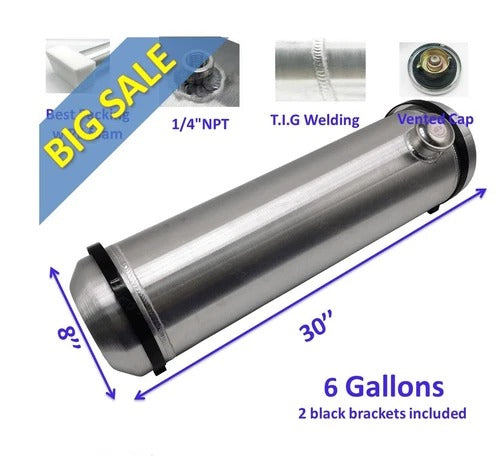 M238 JSD Aluminum Spun Fuel Tank 8x36 End Fill 7.5 Gallon 1/4'' NPT