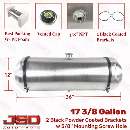M312 JSD Aluminum Spun Fuel Tank 12x30 center Fill 14.5 Gallon 3/8'' NPT