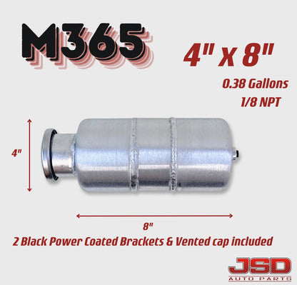 M365 JSD Aluminum Spun Fuel Tank 4x8 |Top Fill 0.38 Gallon| 1/8'' NPT | Vertical