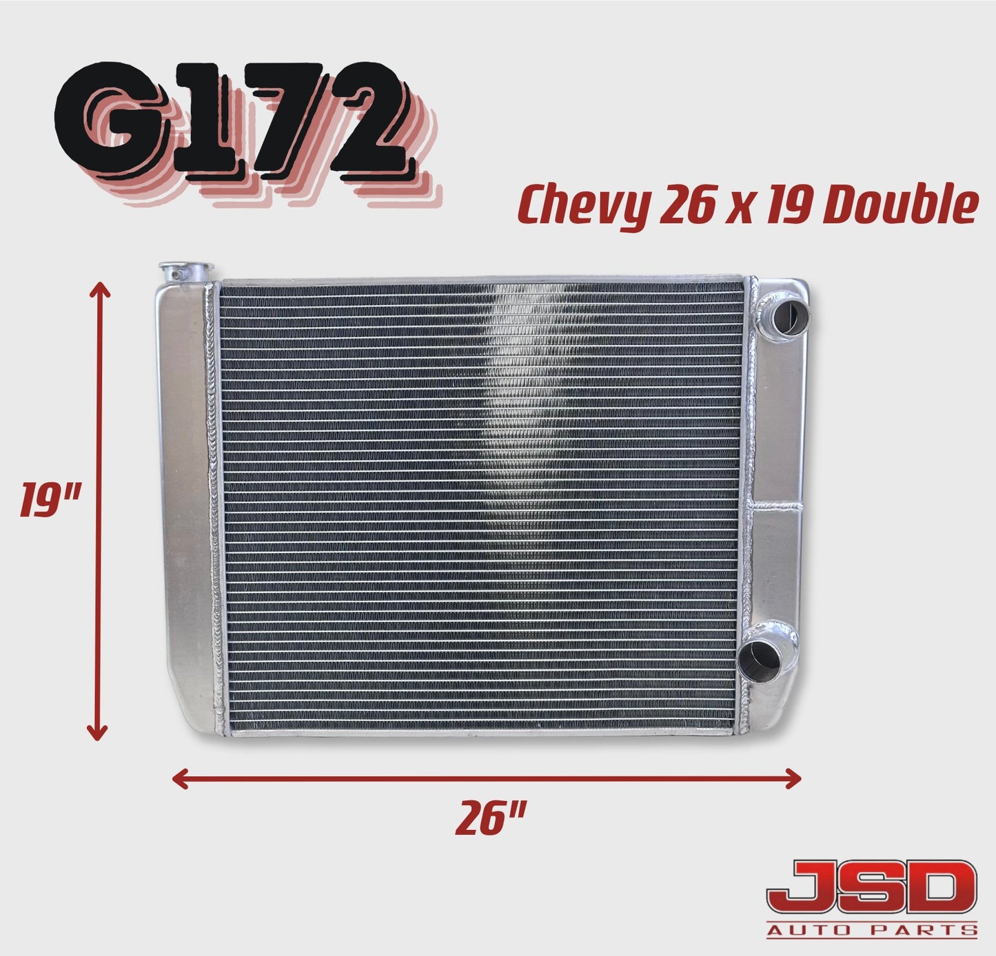 G172 Universal Racing Radiator for GM Chevy 19" x 26" Full Aluminum Double Pass