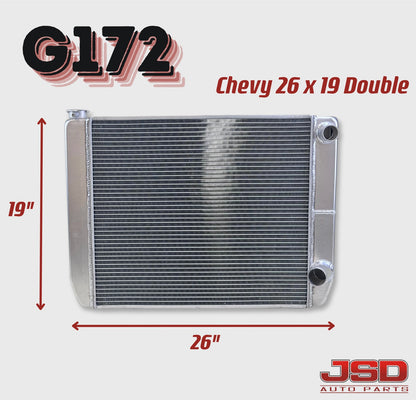 G172 Universal Racing Radiator for GM Chevy 19" x 26" Full Aluminum Double Pass