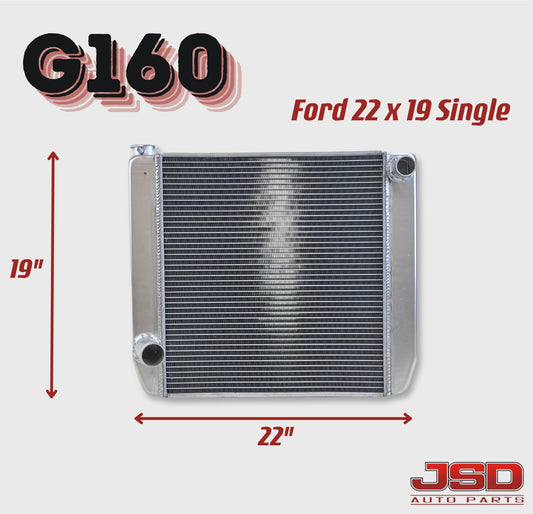 G160 Aluminum Racing Radiator Ford 22" x 19" x 3" Single
