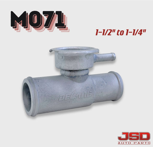 JSD M071 Aluminum Upper Radiator Hose Filler | 1-1/2" to 1-1/4" Universal | Replacement for MOROSO 63740