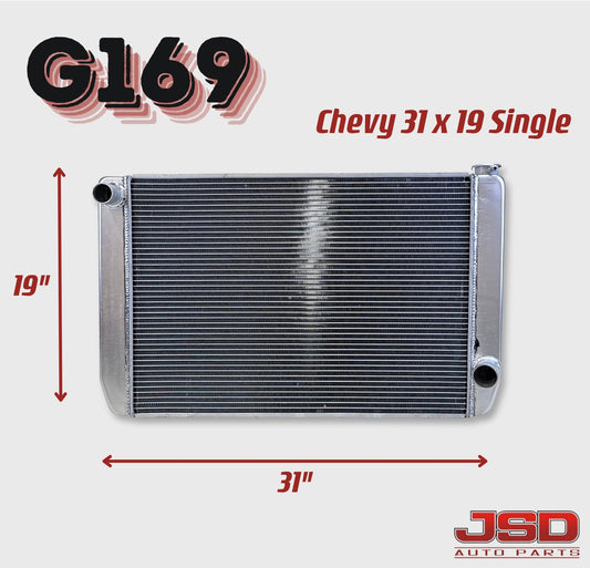 G169 Aluminum Universal Radiator Chevy 31x19x3 Single