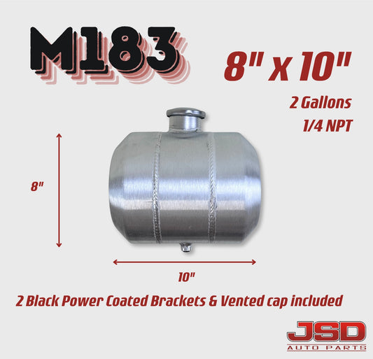 M183 JSD Aluminum Spun Fuel Tank 8x10 Center Fill 2 Gallon 1/4'' NPT