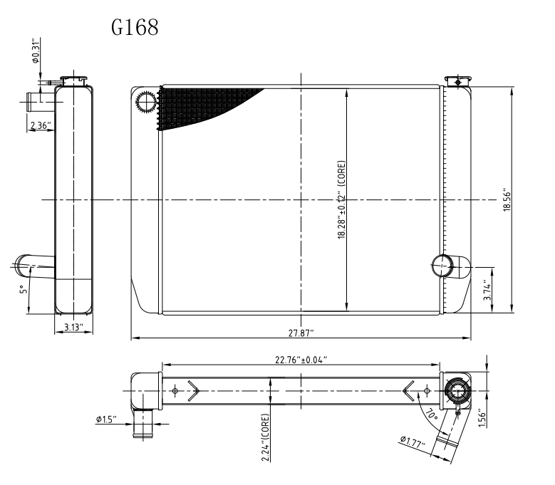 G168 Aluminum Universal Radiator Chevy 28x19x3 Single