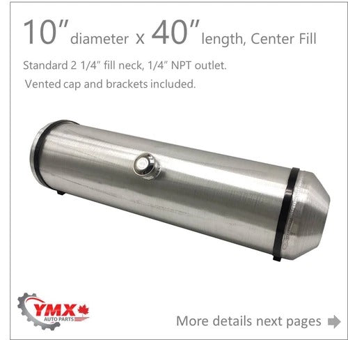 M283 JSD Aluminum Spun Fuel Tank 10x40 Center Fill 13.25 Gallon 1/4'' NPT