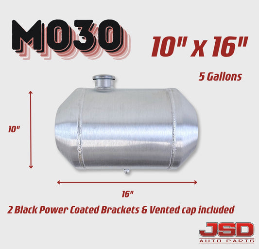 M030 JSD Aluminum Spun Fuel Tank 10x16 center Fill 5. Gallon 1/4'' NPT