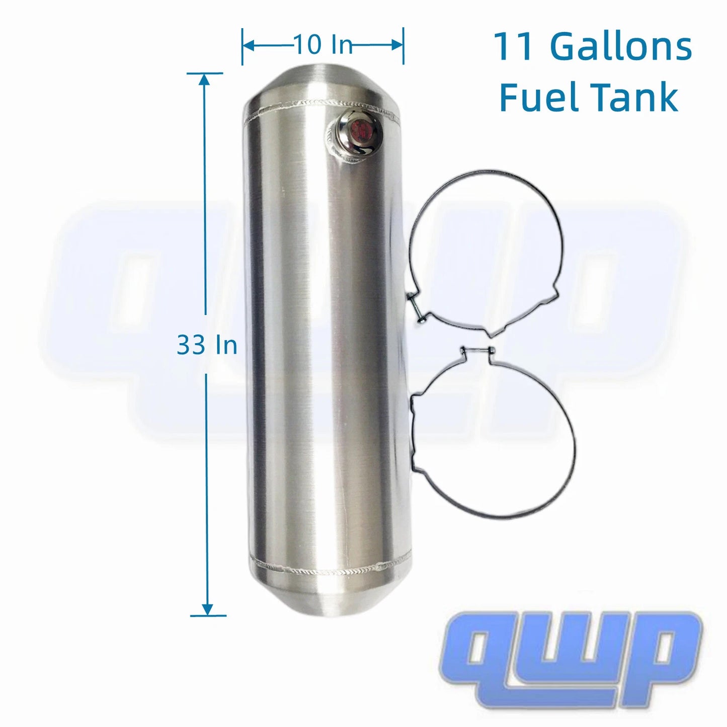 M036 JSD Aluminum Spun Fuel Tank 10x33 End Fill 11.00 Gallon 1/4'' NPT
