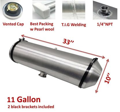 M199 JSD Aluminum Spun Fuel Tank 10x33 Center Fill 11.00 Gallon 1/4'' NPT