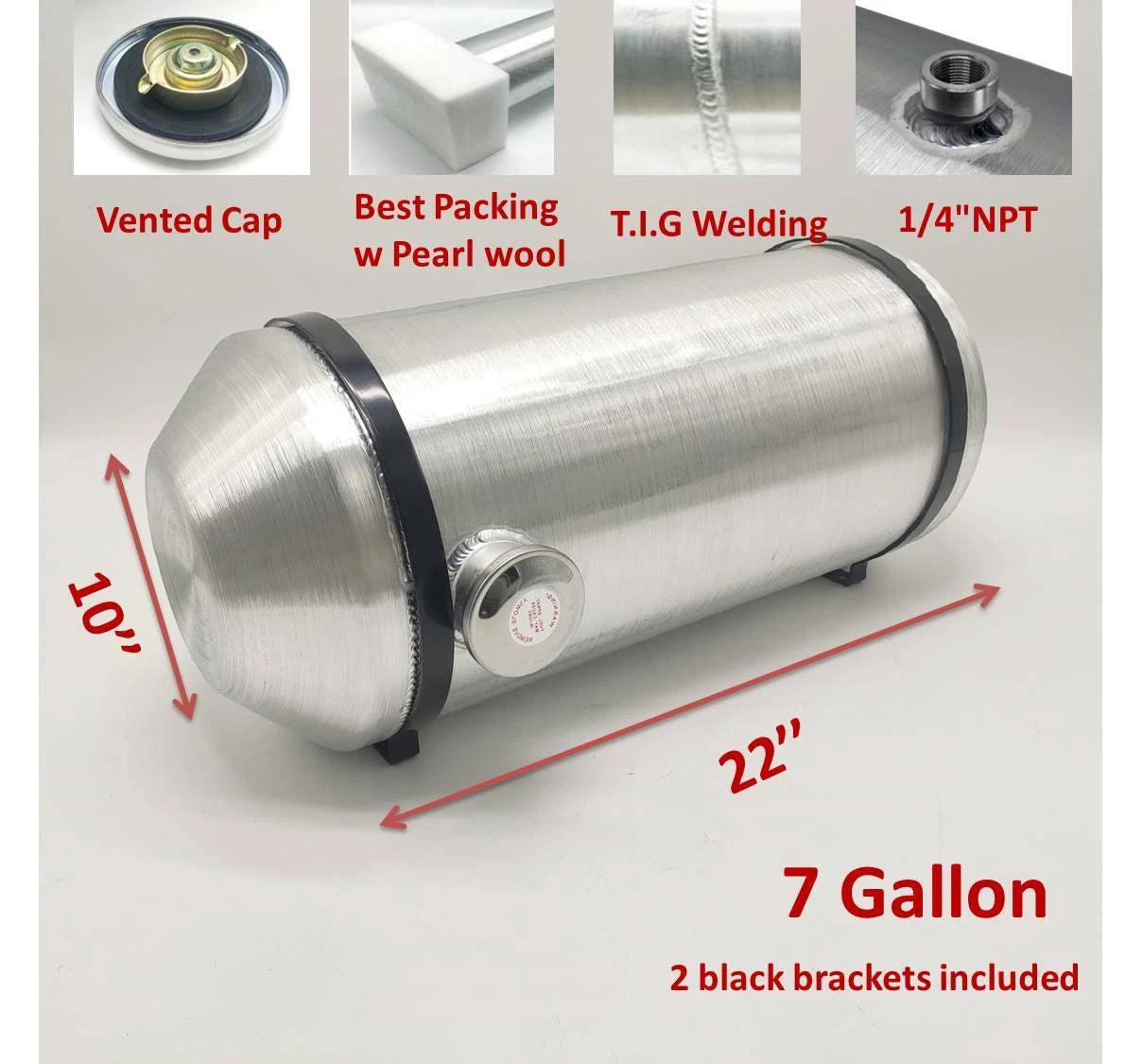 M267 JSD Aluminum Spun Fuel Tank 10x22 Center Fill 7.00 Gallon 1/4'' NPT