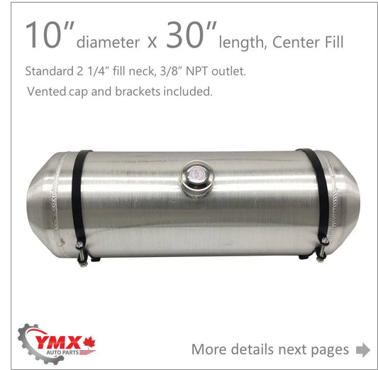 M279 JSD Aluminum Spun Fuel Tank 10x30 Center Fill 10.00 Gallon 3/8'' NPT