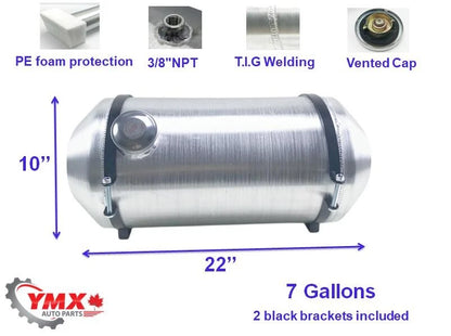 M338 JSD Aluminum Spun Fuel Tank 10x22 End Fill 7.00 Gallon 3/8'' NPT