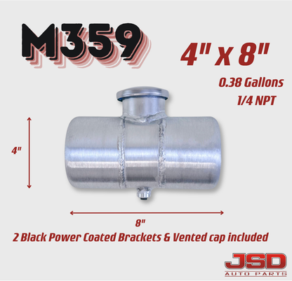 M359 JSD Aluminum Spun Fuel Tank 4x8 center Fill 0.38 Gallon 1/4'' NPT