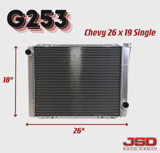 G253 Aluminum Universal Radiator Chevy 26x19x3 Single
