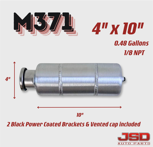 M371 JSD Aluminum Spun Fuel Tank 4x10 Vertical Fill 0.48 Gallon 1/8'' NPT