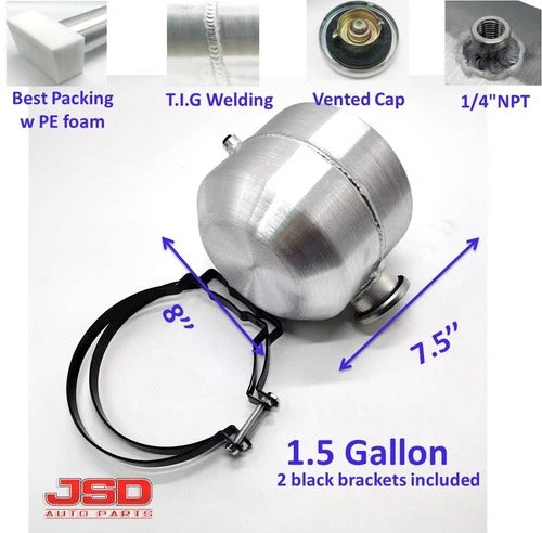 M185 JSD Aluminum Spun Fuel Tank 8x7.5 Center Fill 1.50 Gallon 1/4'' NPT