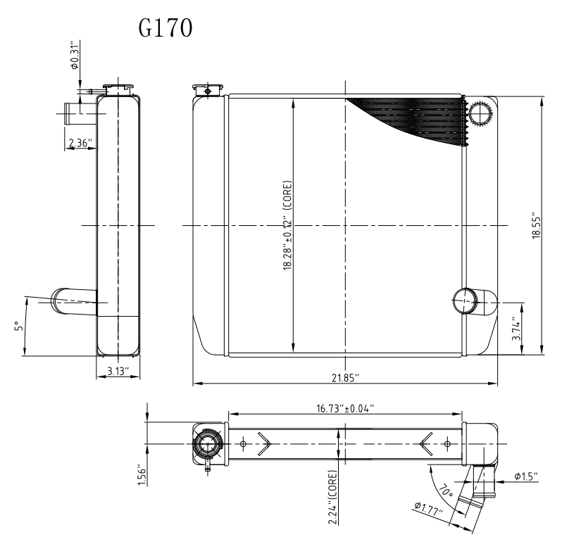 G170 Aluminum Universal Radiator Chevy 22x19 Double