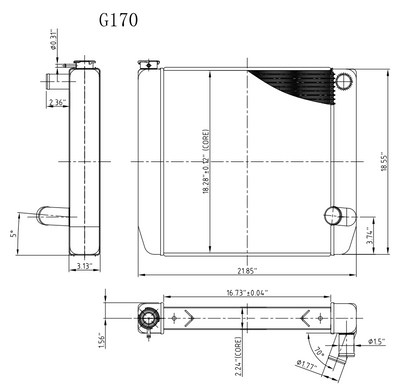 G170 Aluminum Universal Radiator Chevy 22x19 Double