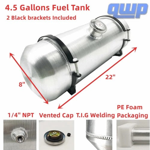 M217 JSD Aluminum Spun Fuel Tank 8x22 Center Fill 4.5 Gallon 1/4'' NPT