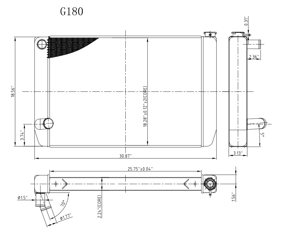 G180 Aluminum Universal Radiator Ford 31x19 Double