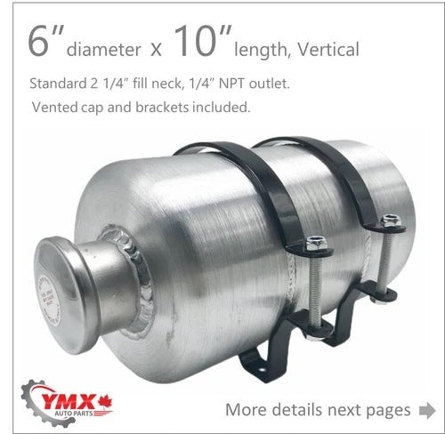 M290 JSD Aluminum Spun Fuel Tank 6×10 Vertical Fill 1 Gallon 1/4'' NPT