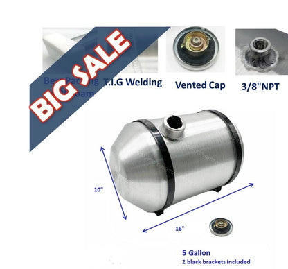M193 JSD Aluminum Spun Fuel Tank 10x16 End Fill 5 Gallon 3/8'' NPT Standard
