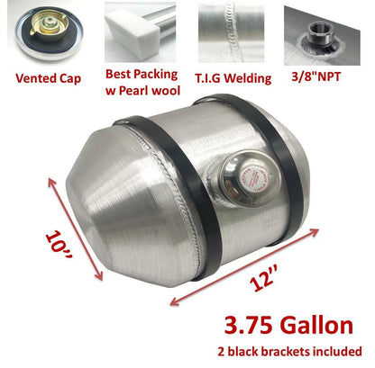 M253 JSD Aluminum Spun Fuel Tank 10x12 Center Fill 3.75 Gallon 3/8'' NPT Standard