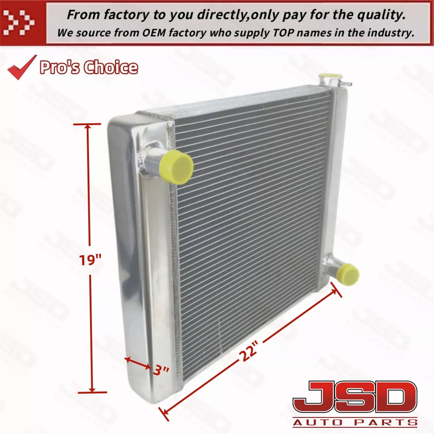 G166 2 Row Single Pass Universal All Aluminum 22x19x3 Racing Radiator For Chevy GM