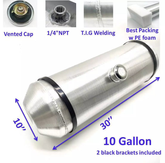 M278 JSD Aluminum Spun Fuel Tank 10x30 center Fill 10 Gallon 1/4'' NPT