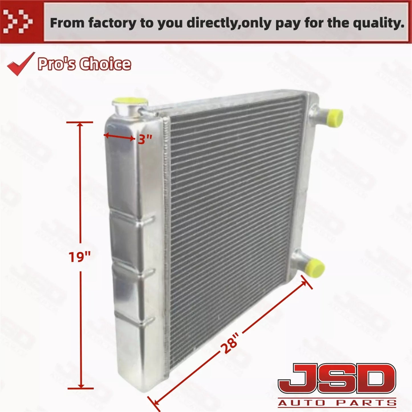G173 2 Row Aluminum Universal Racing Radiator 28"x19"x3" For Chevrolet GM Double Pass