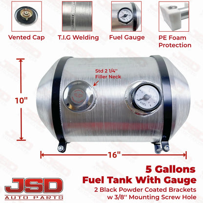 M030G JSD Aluminum Spun Fuel Tank 10x16 center Fill 5. Gallon 1/4'' NPT