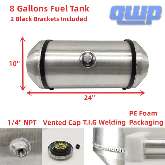 M270 JSD Aluminum Spun Fuel Tank 10x24 Center Fill 8 Gallon 1/4'' NPT