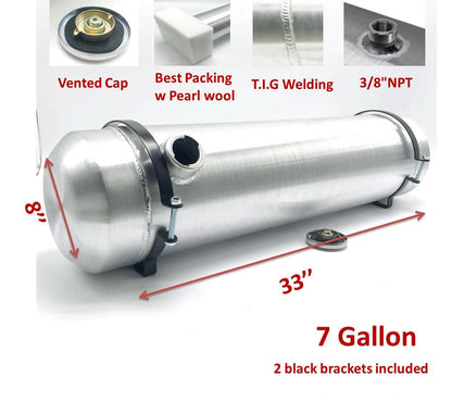 M236 JSD Aluminum Spun Fuel Tank 8x33 End Fill 7 Gallon 3/8'' NPT Standard